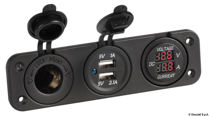 marine eshop uaeEN 14.517.28 New2017 Digital Voltmeter and Ammeter, P. Outlet 12V, USB - Image 3